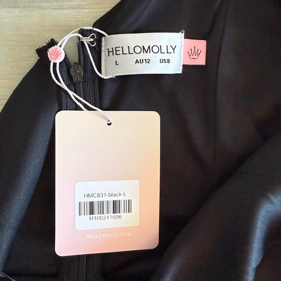Hello Molly Event Season Ready One Shoulder Midi Dress Black Size 8 NWT IN PKG - Picture 9 of 10